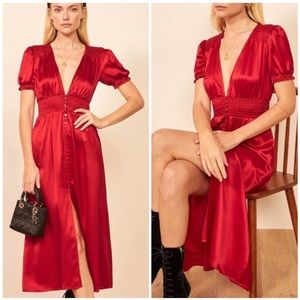 Reformation Alexea Silk Dress